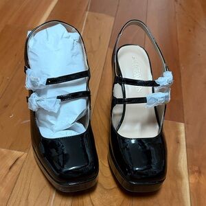 Elegant Black Patent Leather Slingback Heels